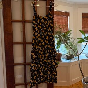 Black Dress with Yellow Lemon Print